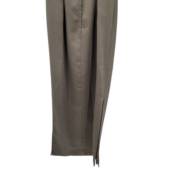 Vintage Womens Satin Sheath Gown Side Slit Size XS Taupe Neutral Cocktail Party - Picture 11 of 12